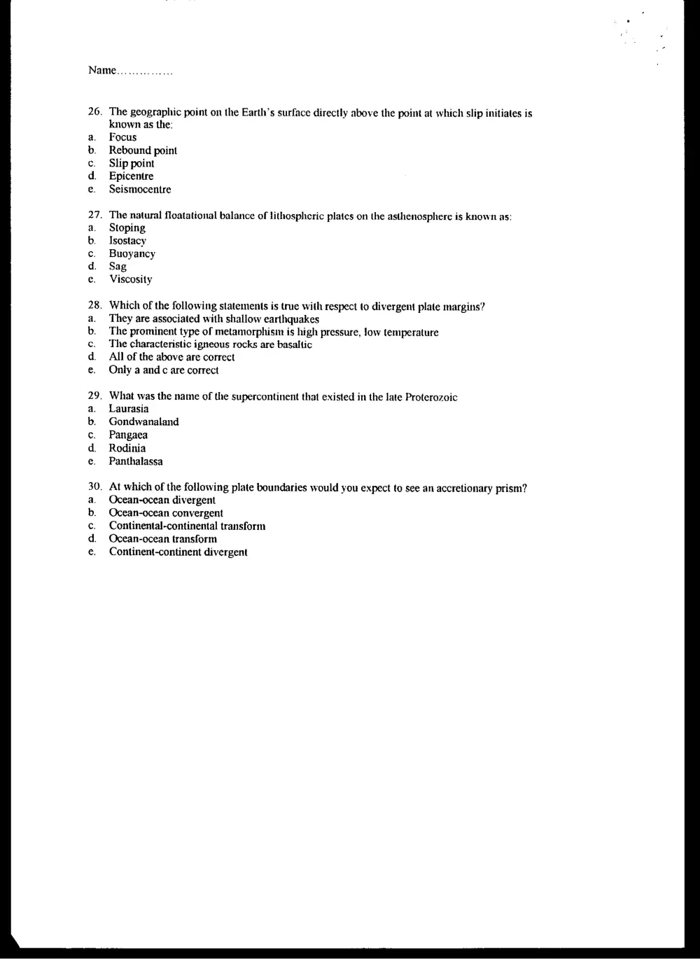 GEOL 201 Final, Fall 1998, page 6