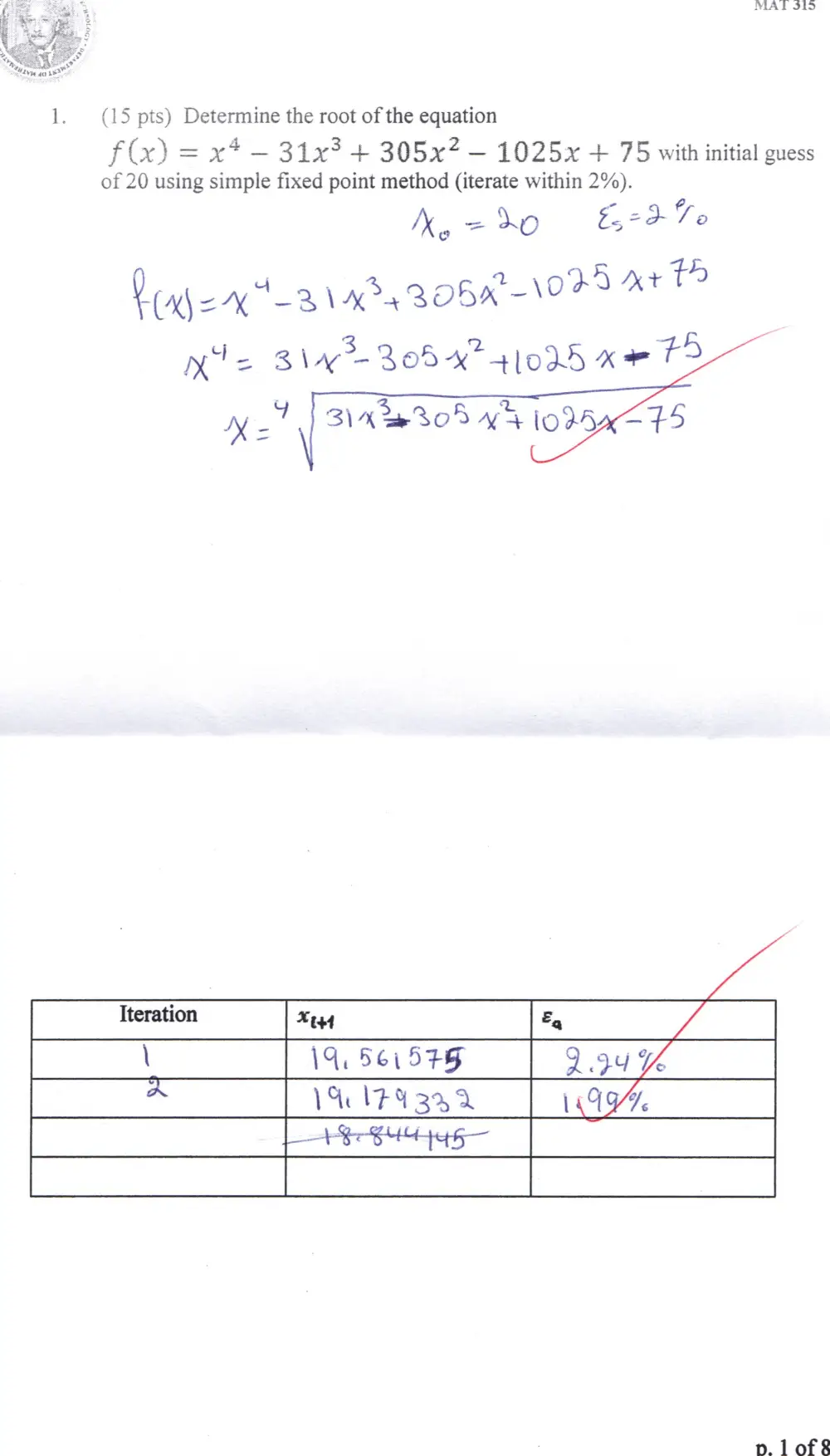 MAT 315 Midterm, Fall 2009, page 1