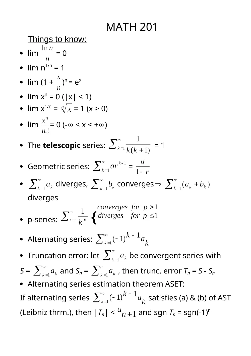 MATH 201 Notes, Summer 2001, page 1
