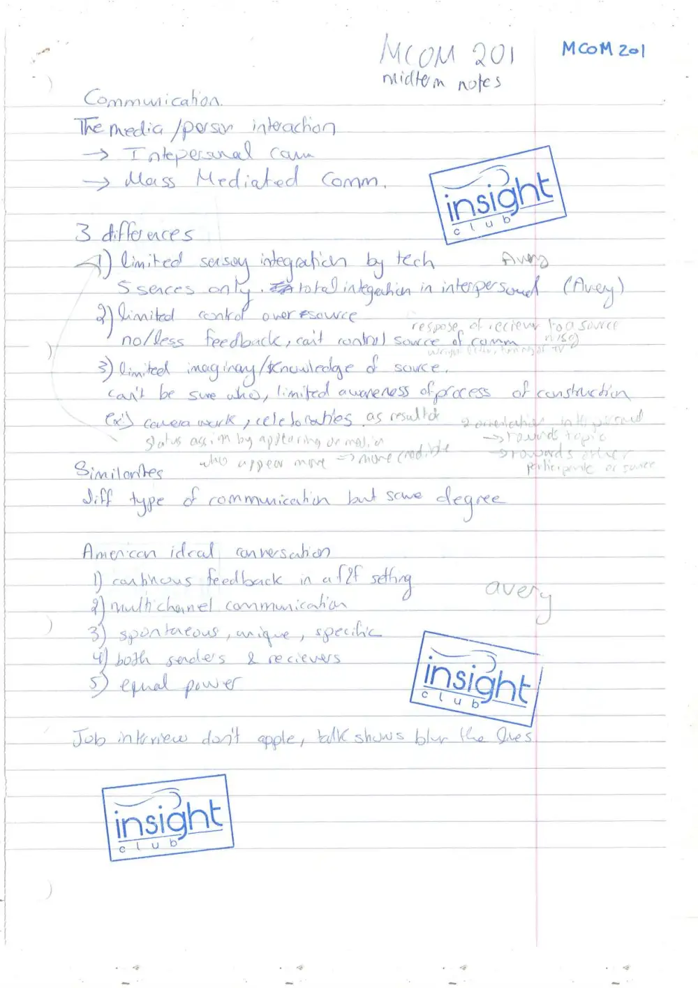MCOM 201 Notes For Midterm, Fall 2016, page 1