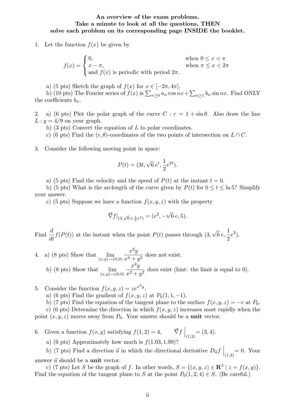 MATH 201 Exam 2, Fall 2014, page 2