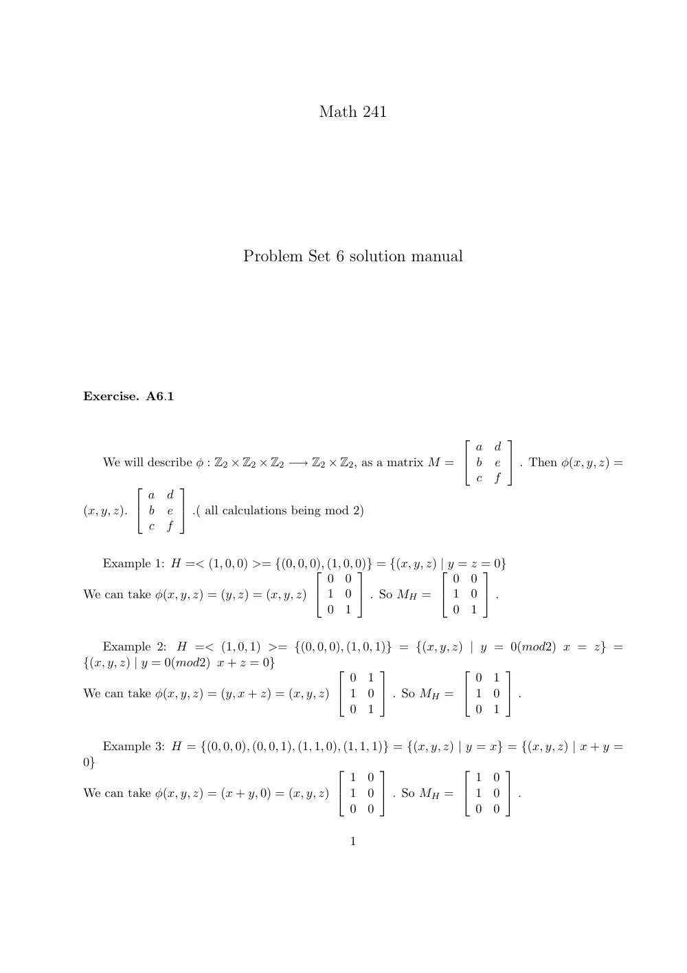 MATH 241 Homework 6, Fall 2011, page 1