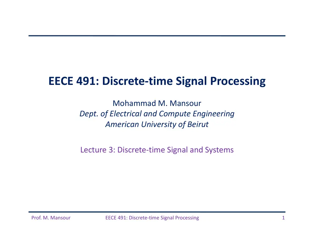 EECE 491 Lecture 3, Spring 2016, page 1