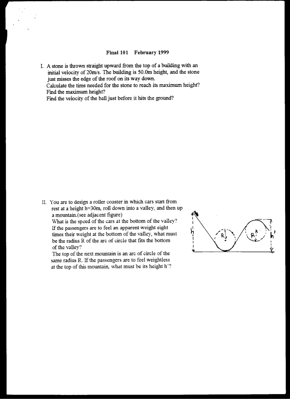 PHYS 101 Final, Fall 1998, page 3