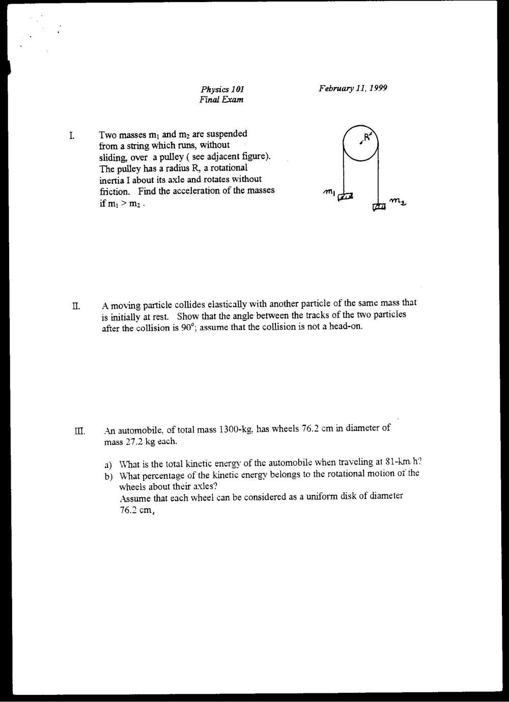 PHYS 101 Final, Fall 1998, page 5