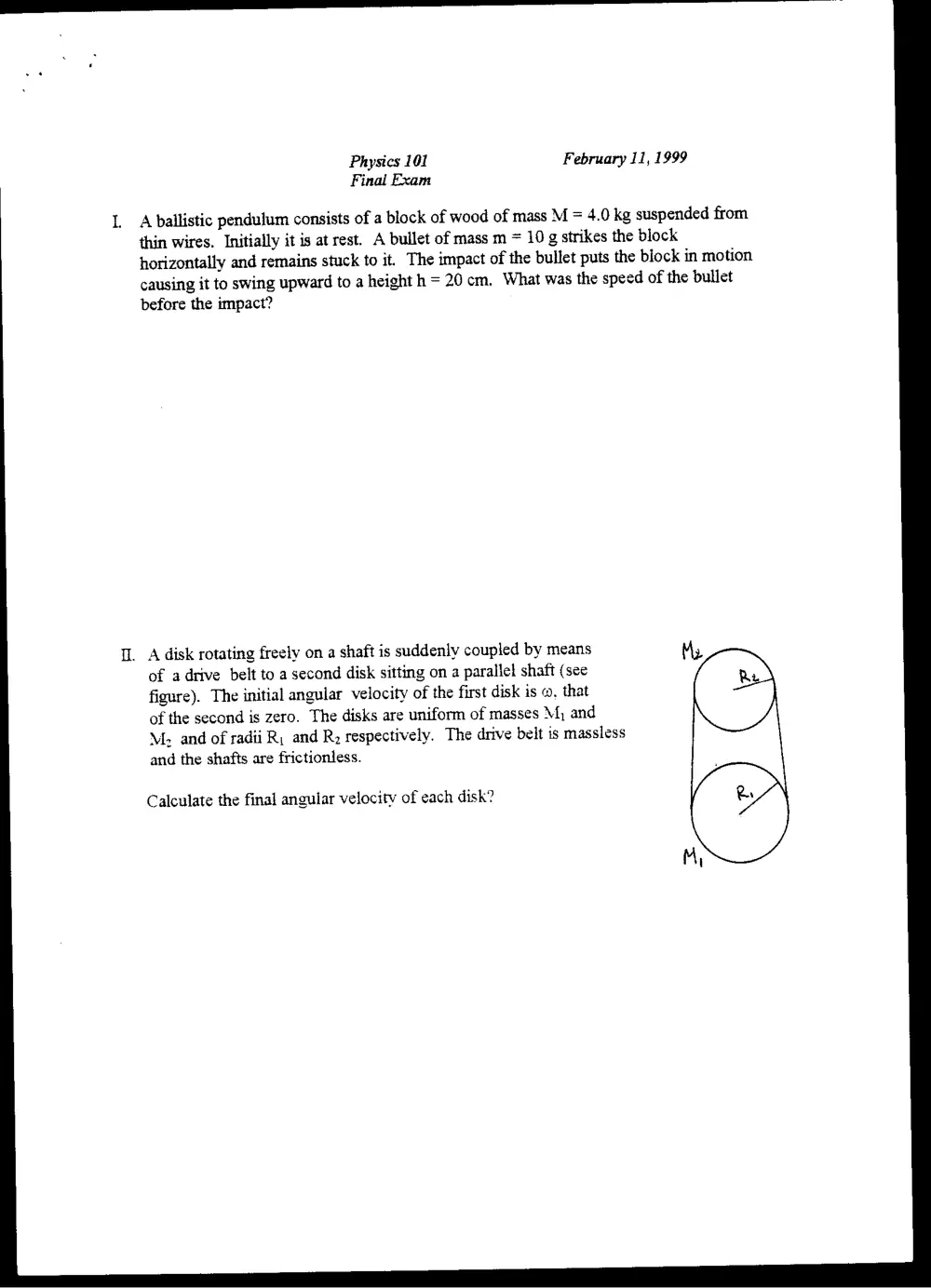 PHYS 101 Final, Fall 1998, page 6