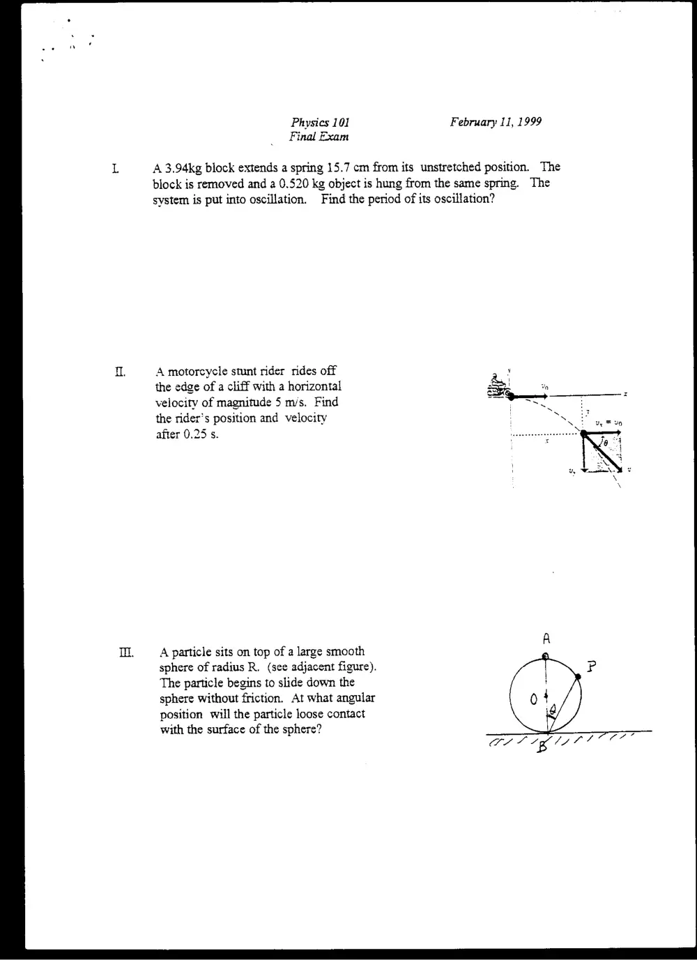 PHYS 101 Final, Fall 1998, page 7