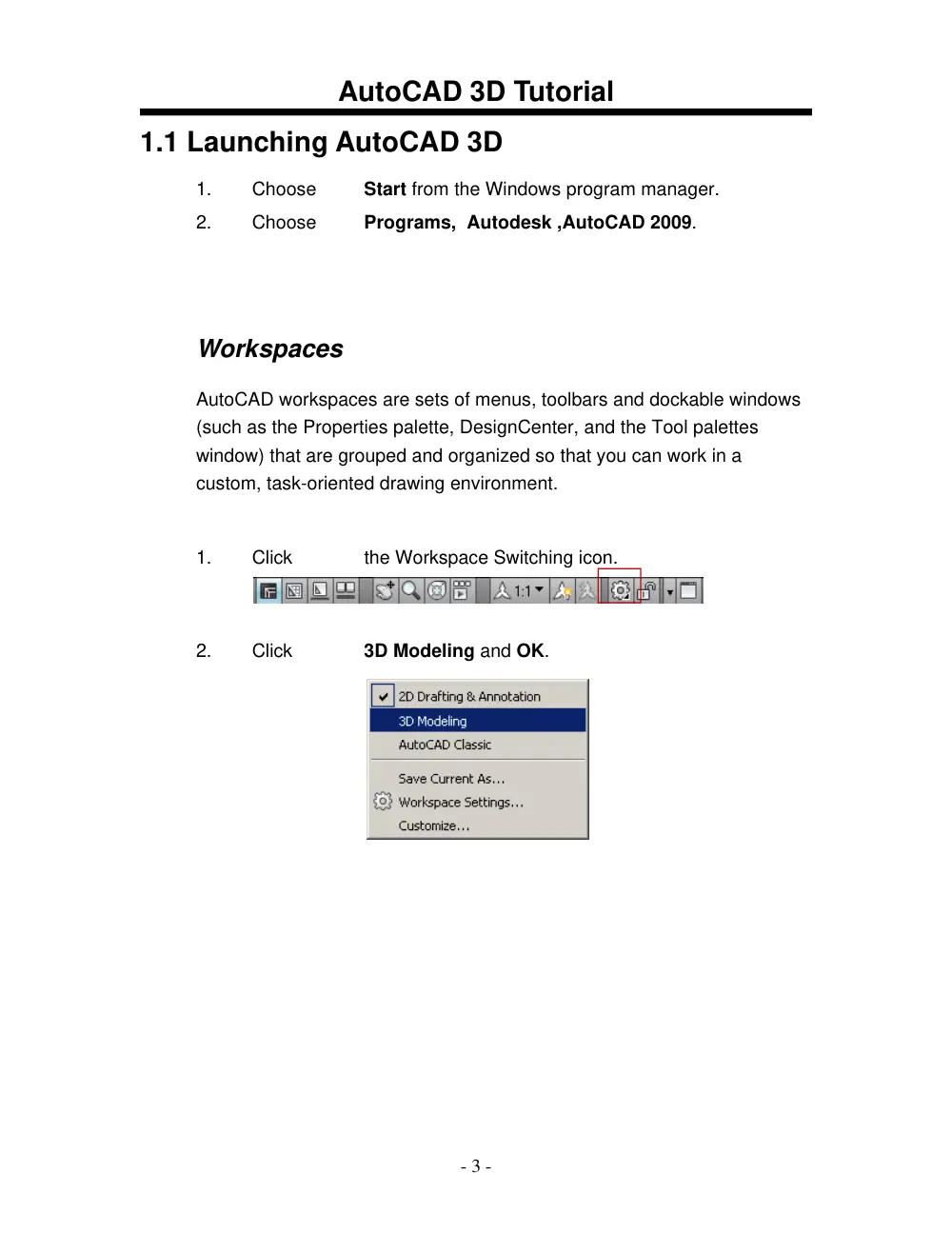 MEE 211 Tutorial AutoCAD 3D, Spring 2013, page 3