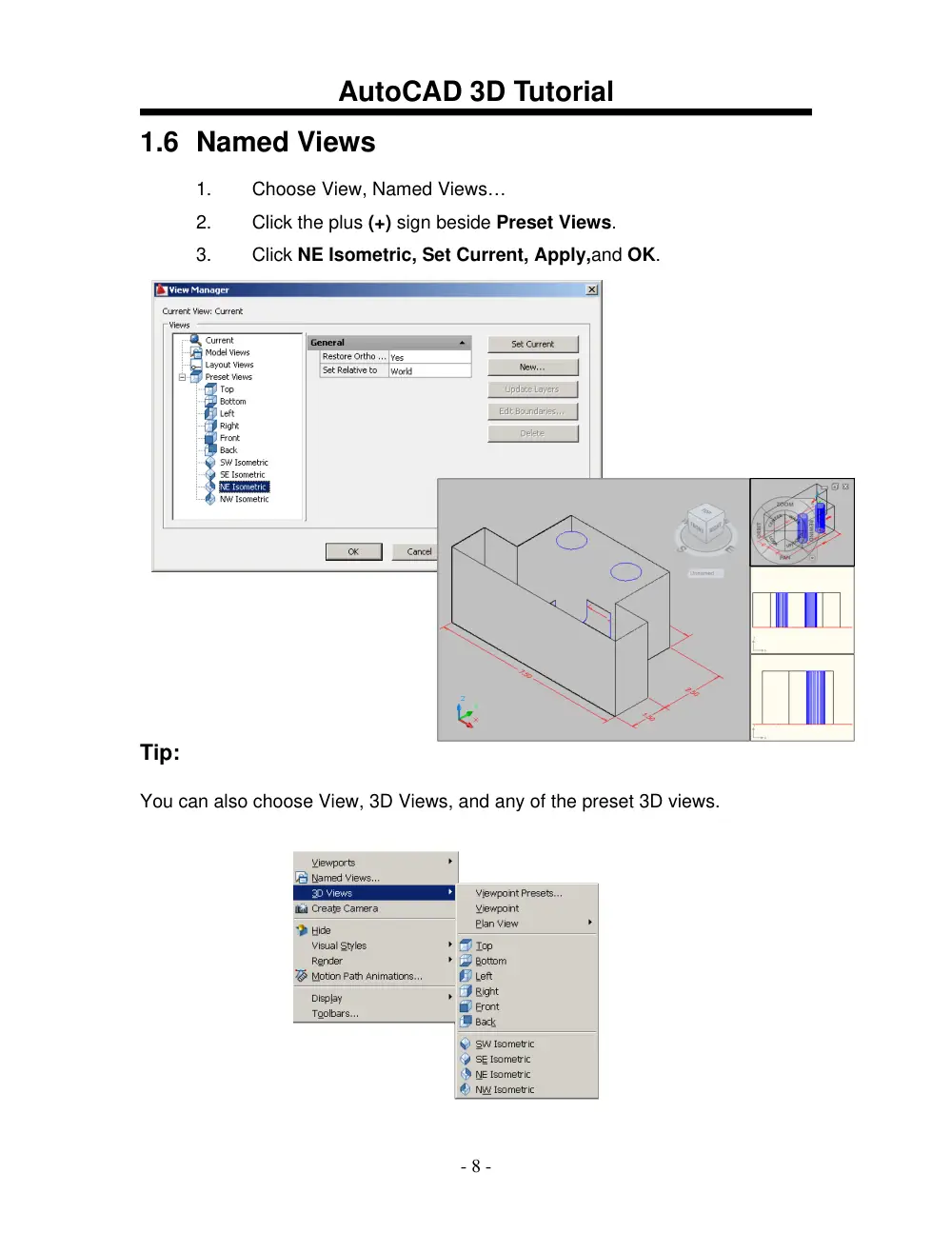 MEE 211 Tutorial AutoCAD 3D, Spring 2013, page 8