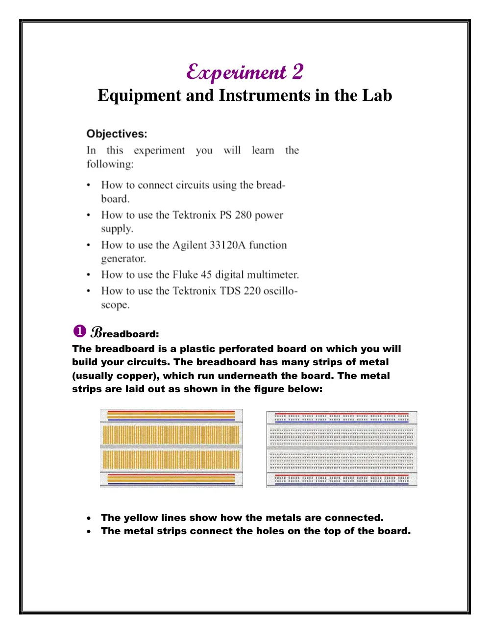 EECE 312L Notes Experiment 2 Notes, Fall 2013, page 1