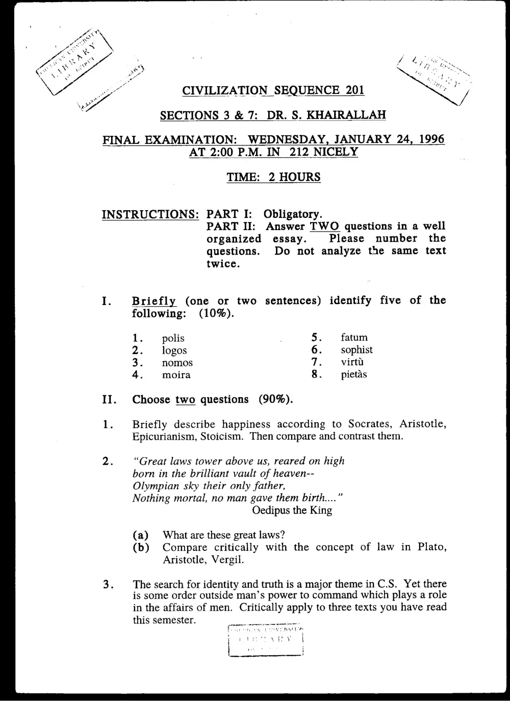 CVSP 201 Final, Fall 1995, page 1