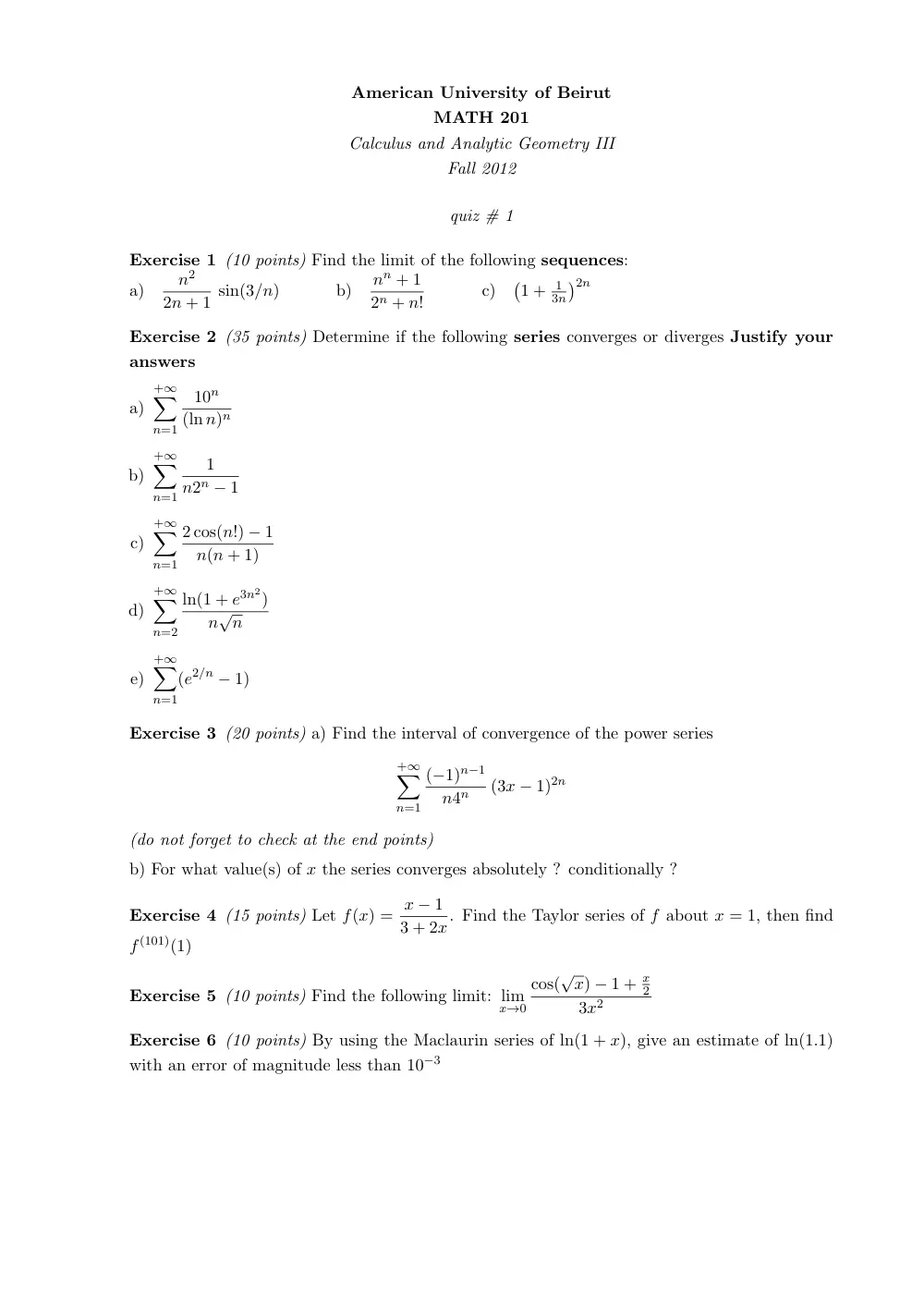 MATH 201 Exam 1, Fall 2012, page 1
