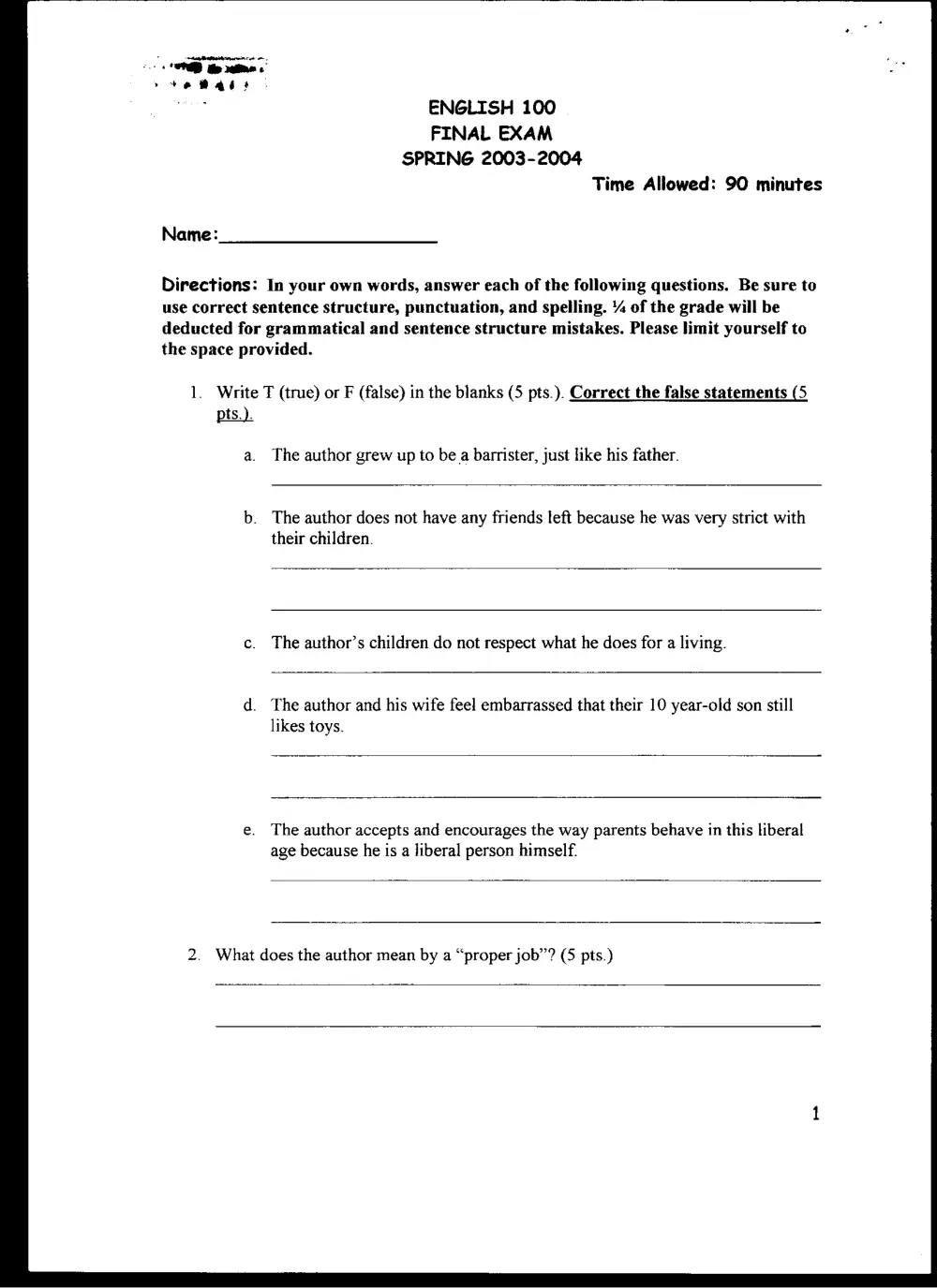 ENG 100 Final, Spring 2004, page 4