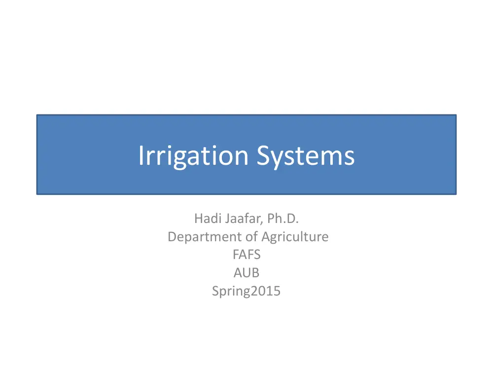AGSC 201 Chapter Irrigation, Spring 2016, page 1