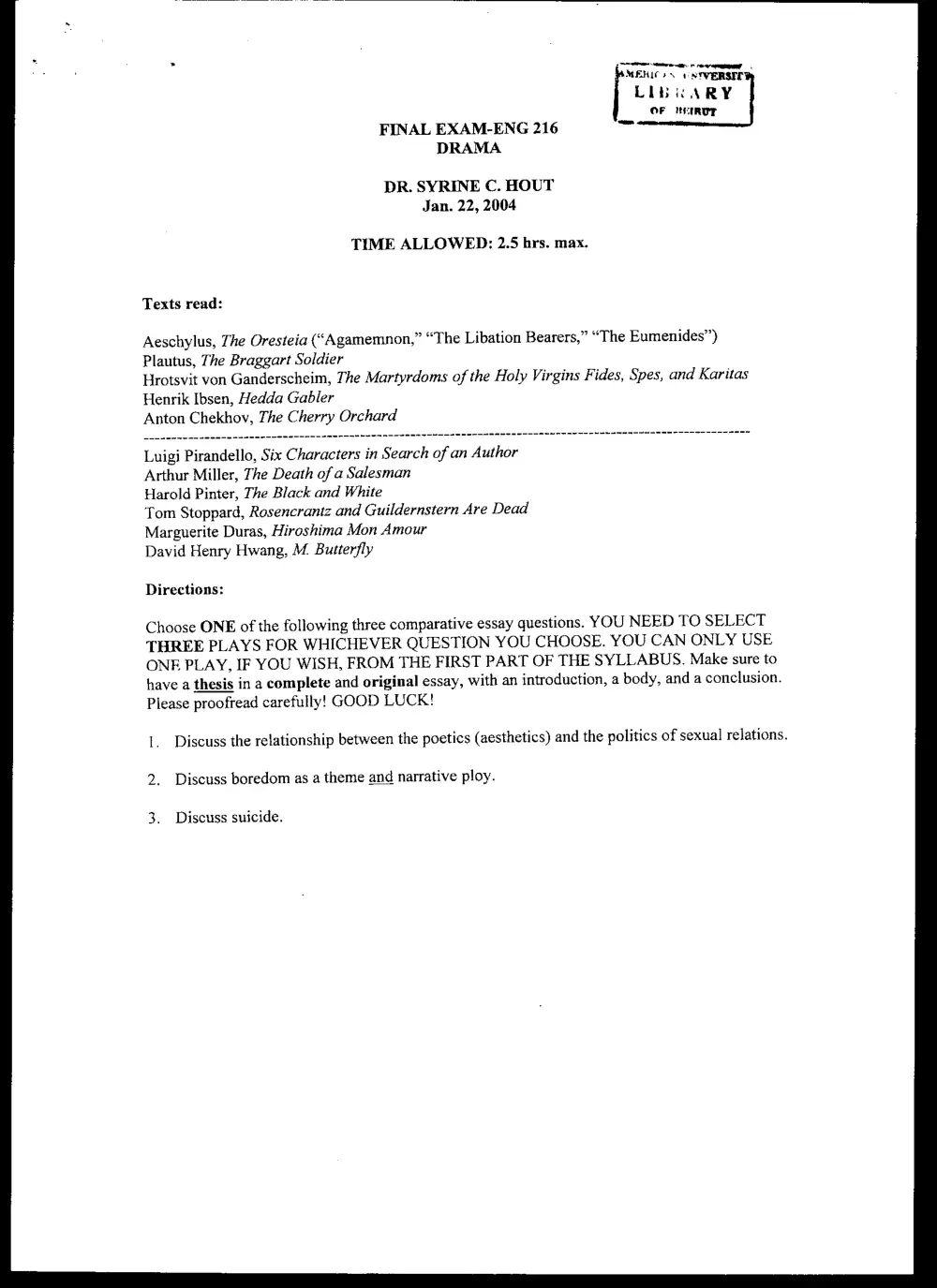 ENG 216 Final, Fall 2003, page 1