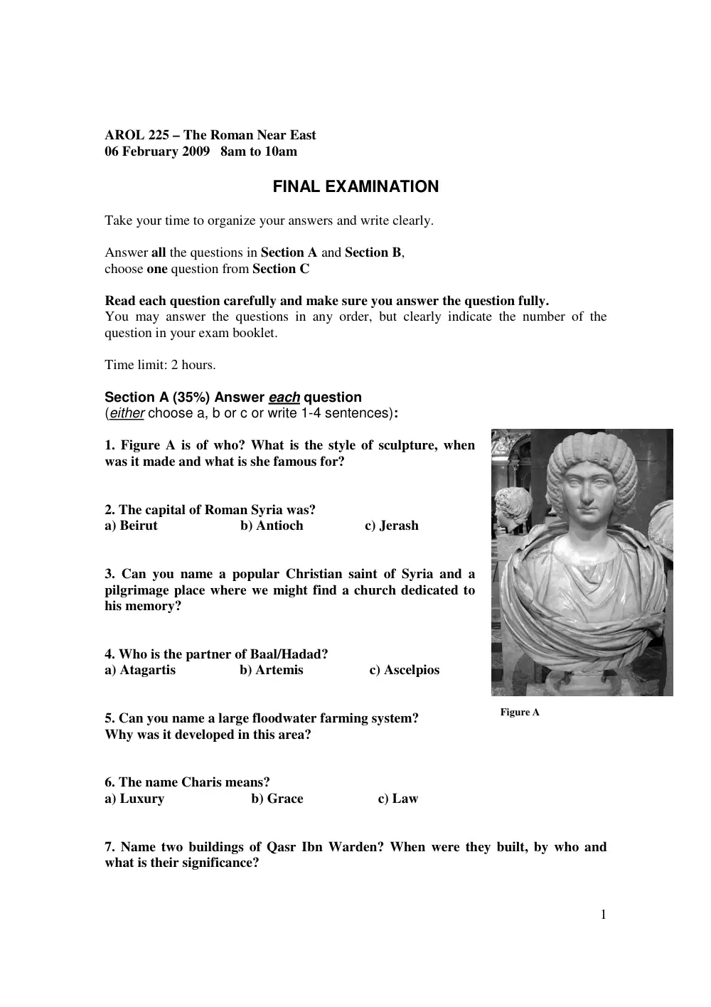 AROL 225 Final, Fall 2008, page 1