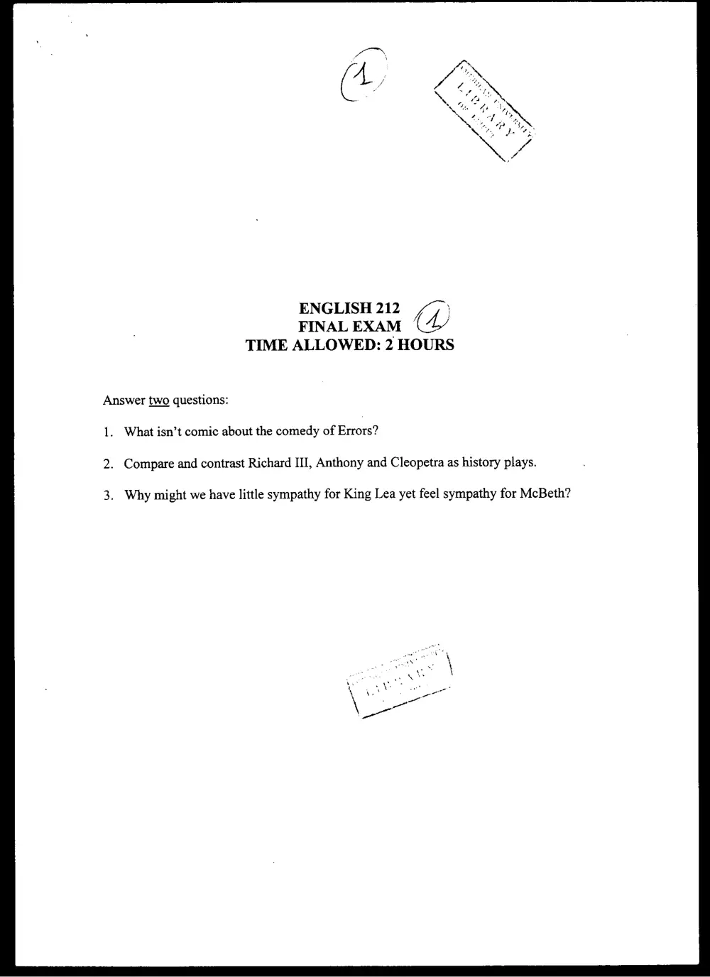 ENG 212 Final, Spring 2008, page 1