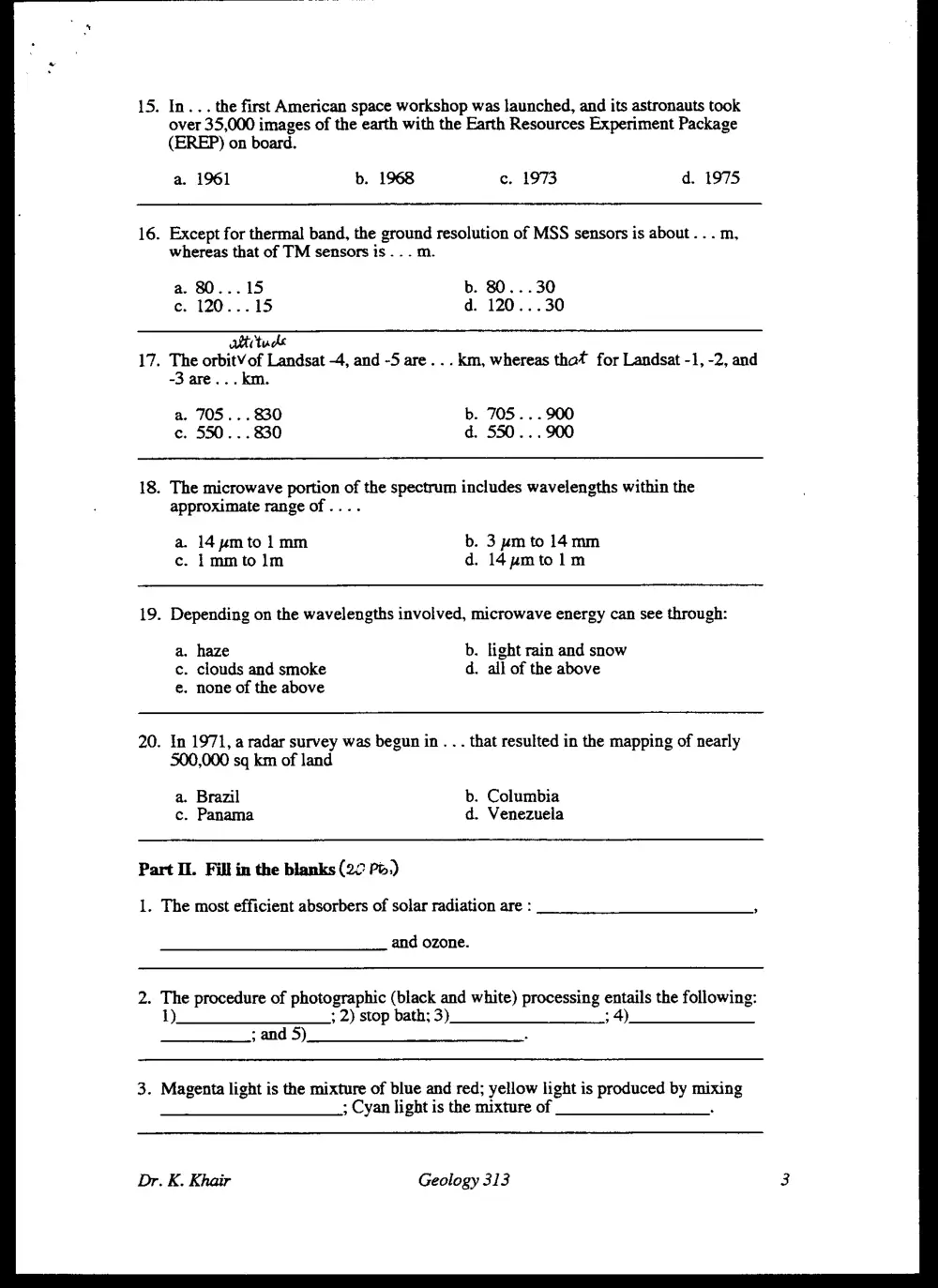 GEOL 313 Final, Fall 1995, page 3