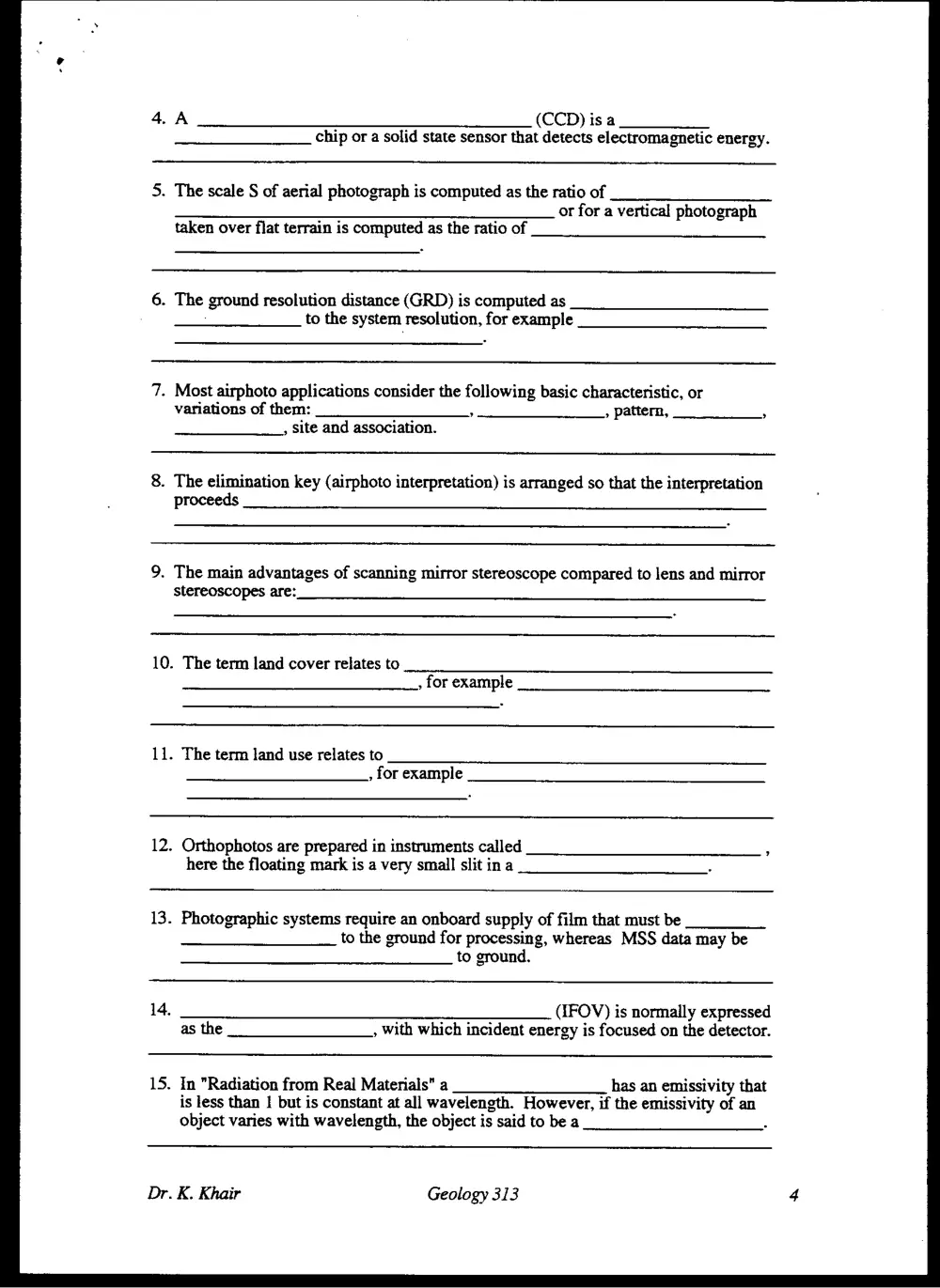 GEOL 313 Final, Fall 1995, page 4