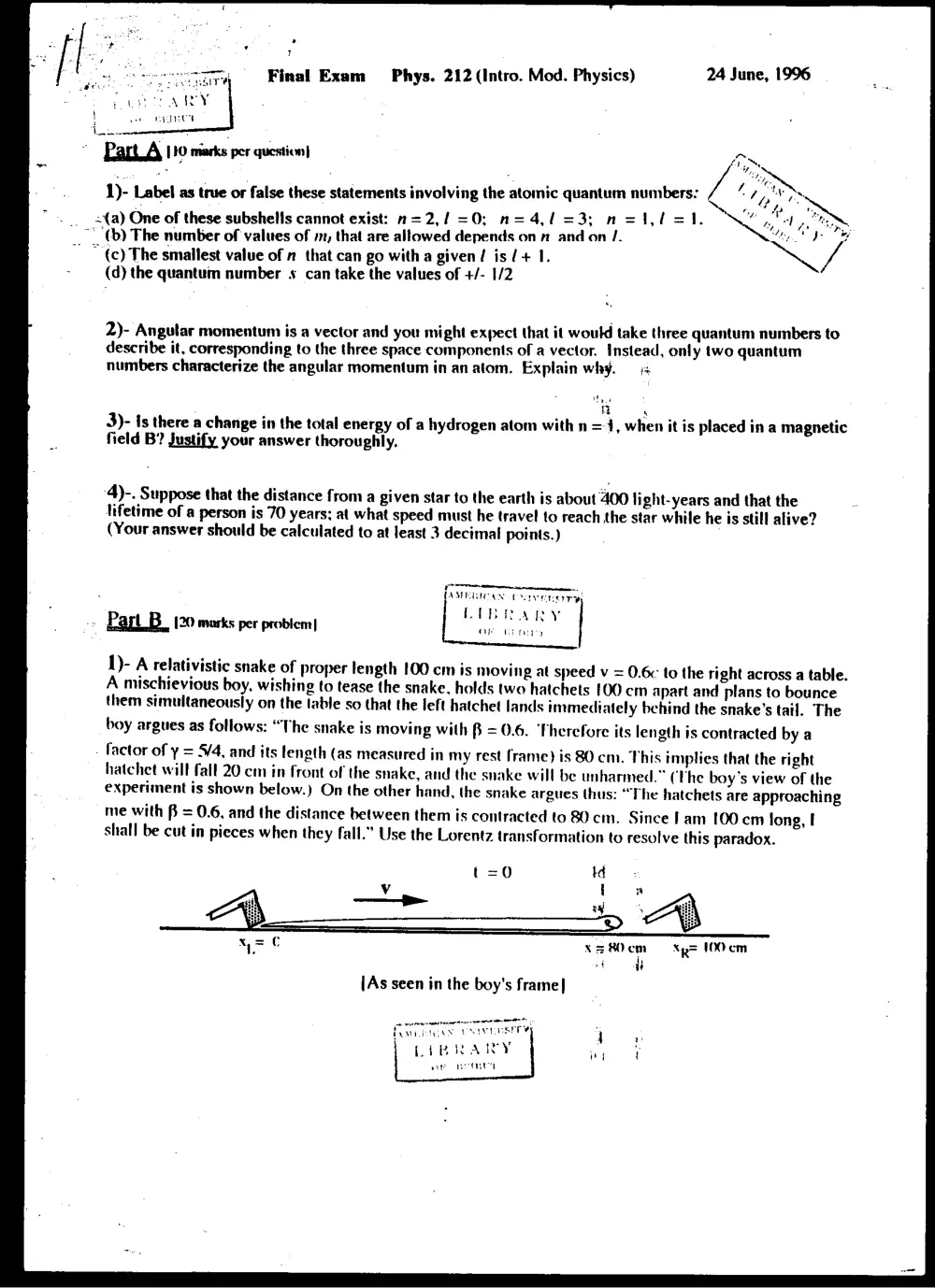 PHYS 212 Final, Spring 1996, page 1