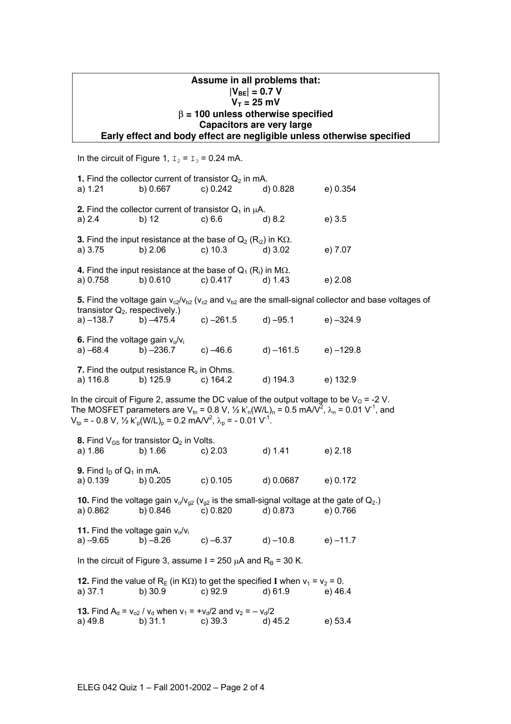 EECE 311 Exam, Fall 2001, page 2