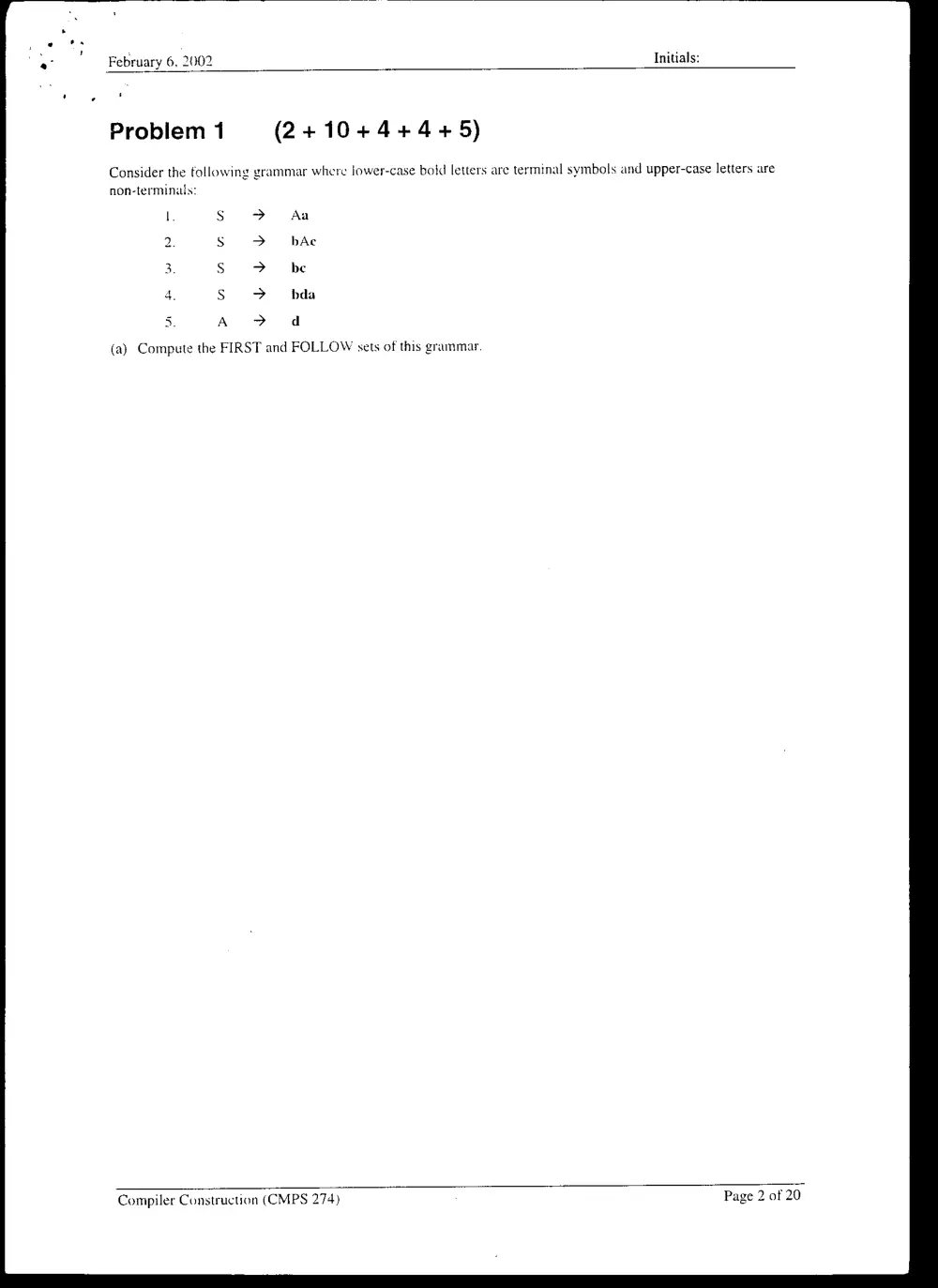 CMPS 274 Final, Fall 2001, page 2