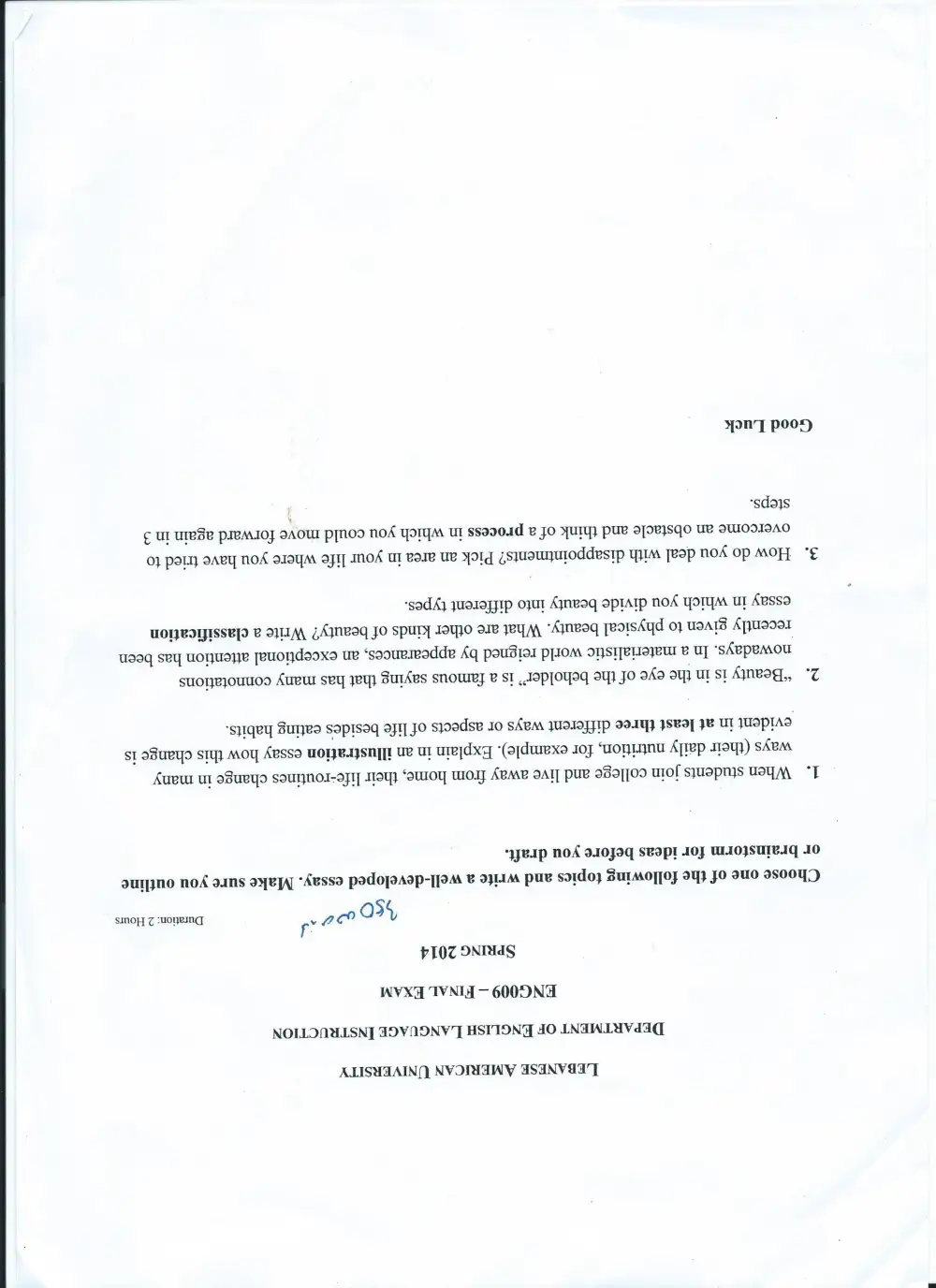 ENG 009 Final, Spring 2014, page 1