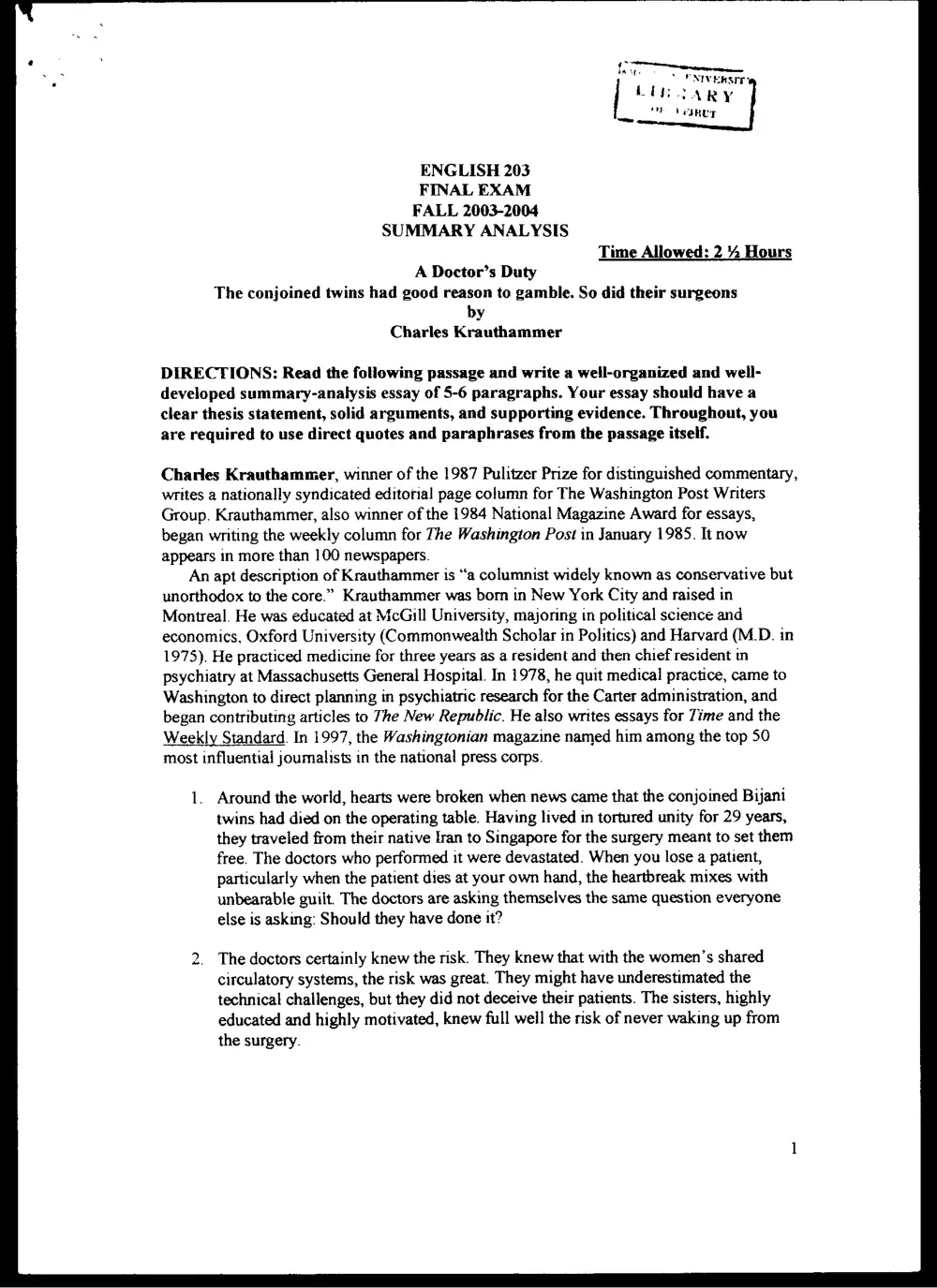 ENG 203 Final, Fall 2003, page 1