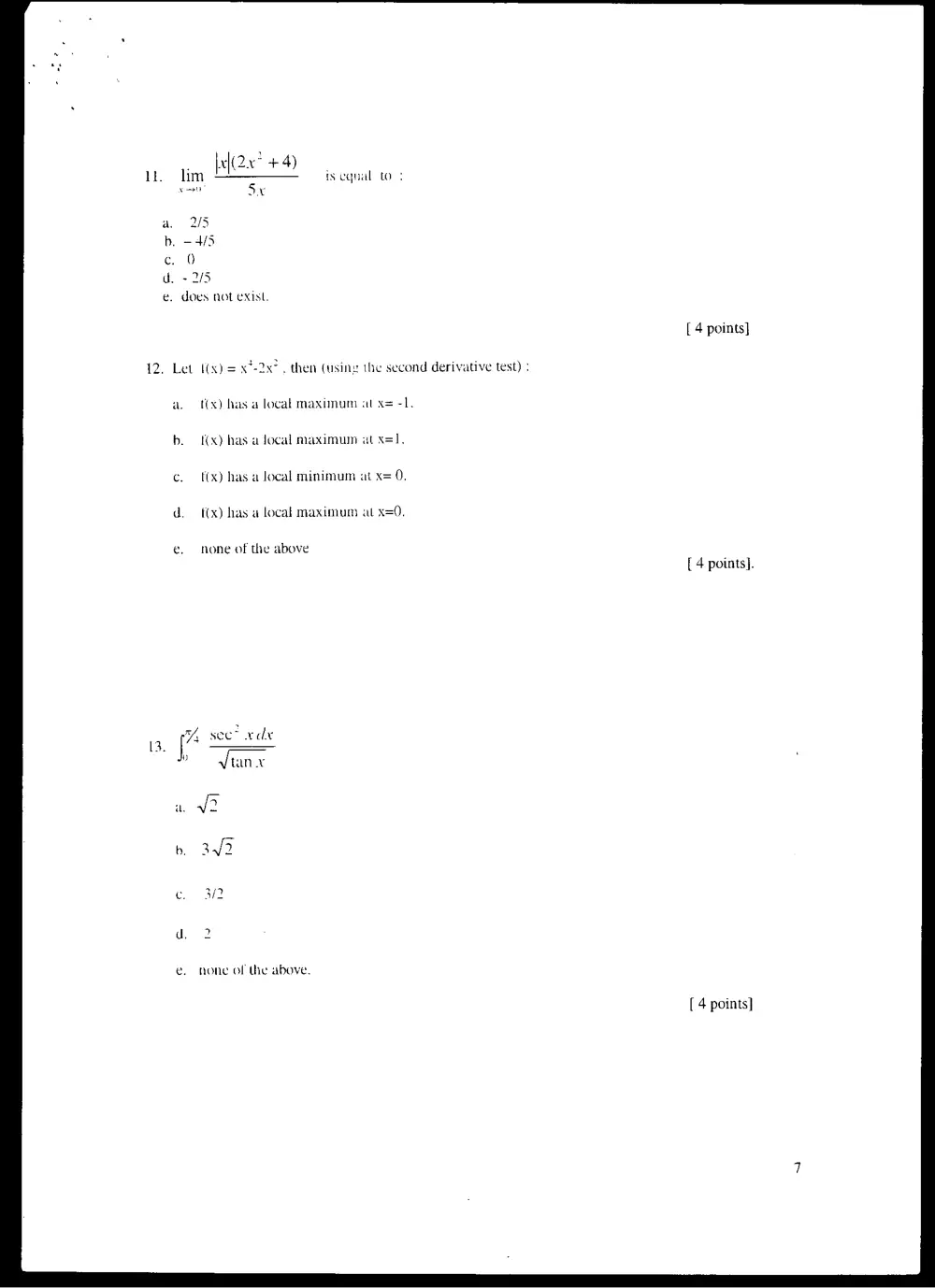 MATH 101 Final, Fall 2001, page 7