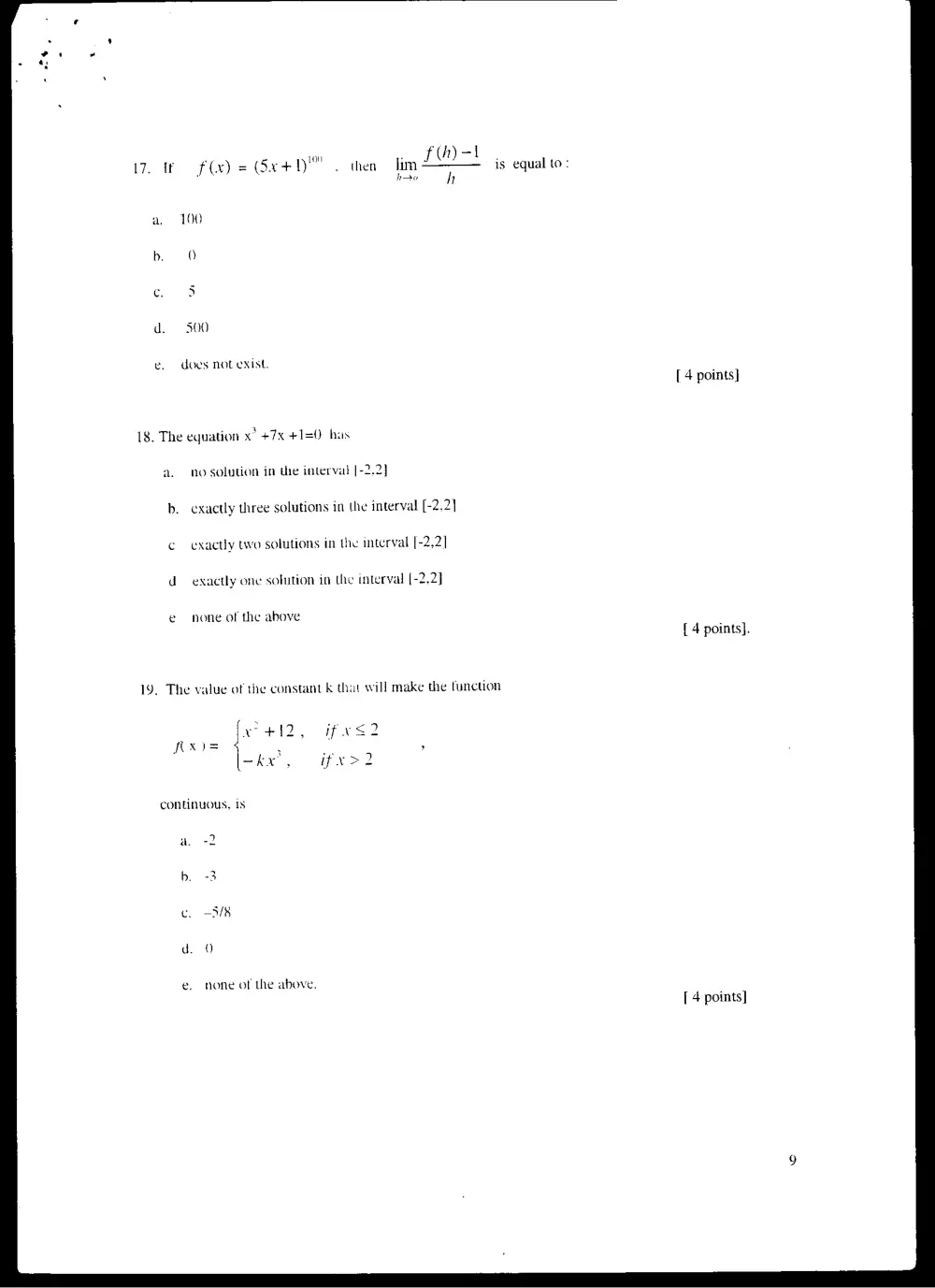 MATH 101 Final, Fall 2001, page 9