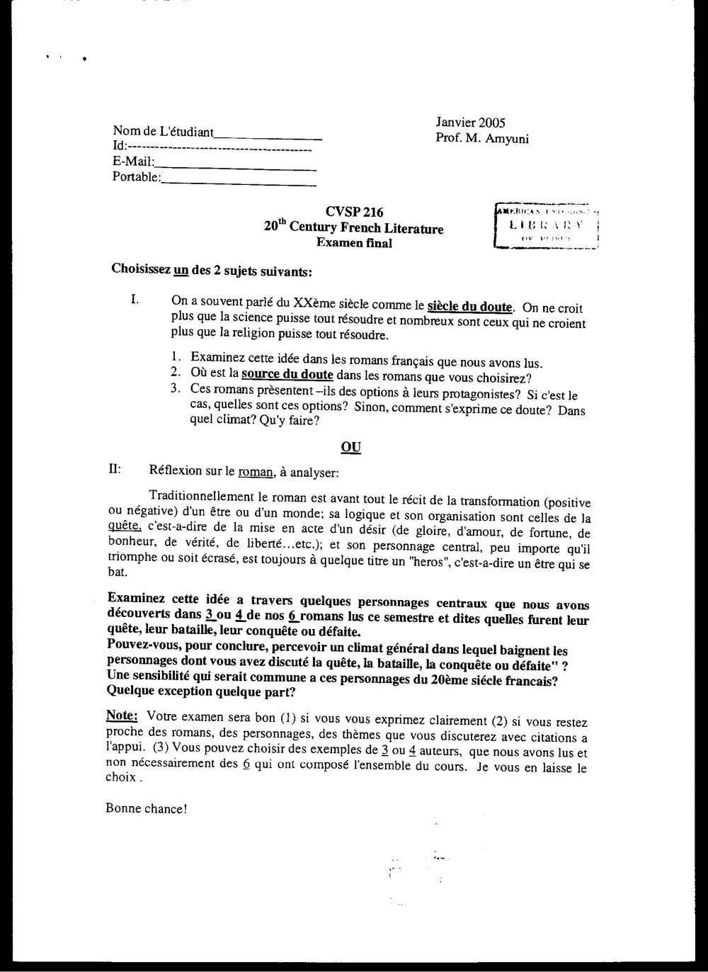 CVSP 216 Final, Fall 2004, page 1