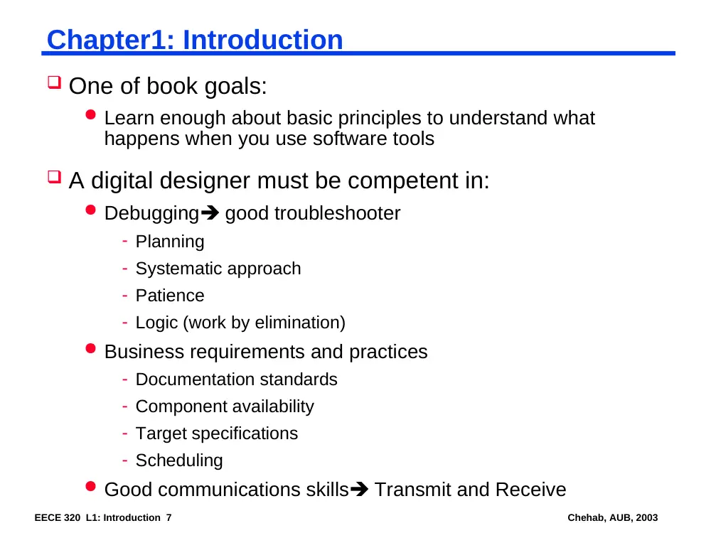 EECE 320 Lecture 1, Fall 2011, page 1