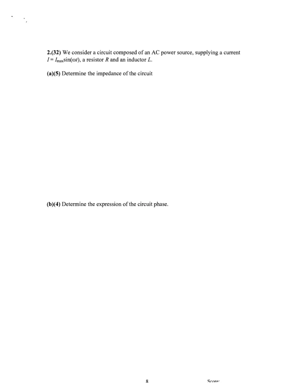PHYS 211 Final, Spring 2009, page 8
