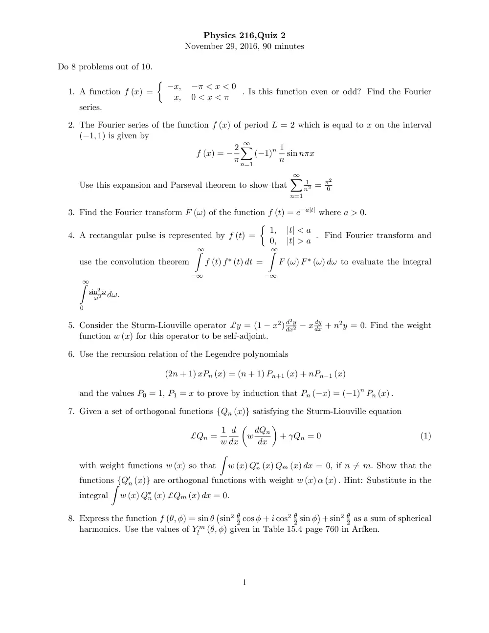 PHYS 216 Exam 2, Fall 2016, page 1