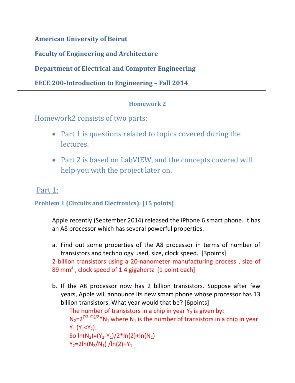 EECE 200 Homework 2 with Solution, Fall 2014, page 1
