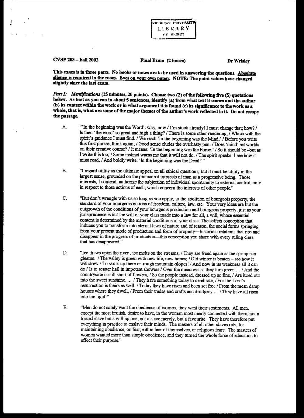 CVSP 203 Final, Fall 2001, page 1