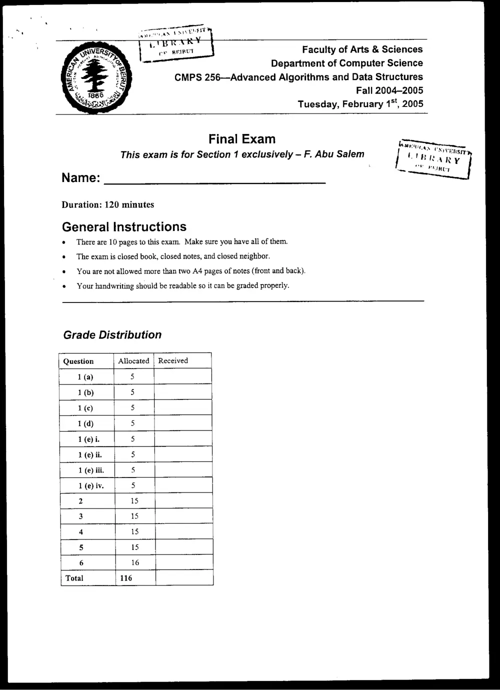 CMPS 256 Final, Fall 2004, page 1
