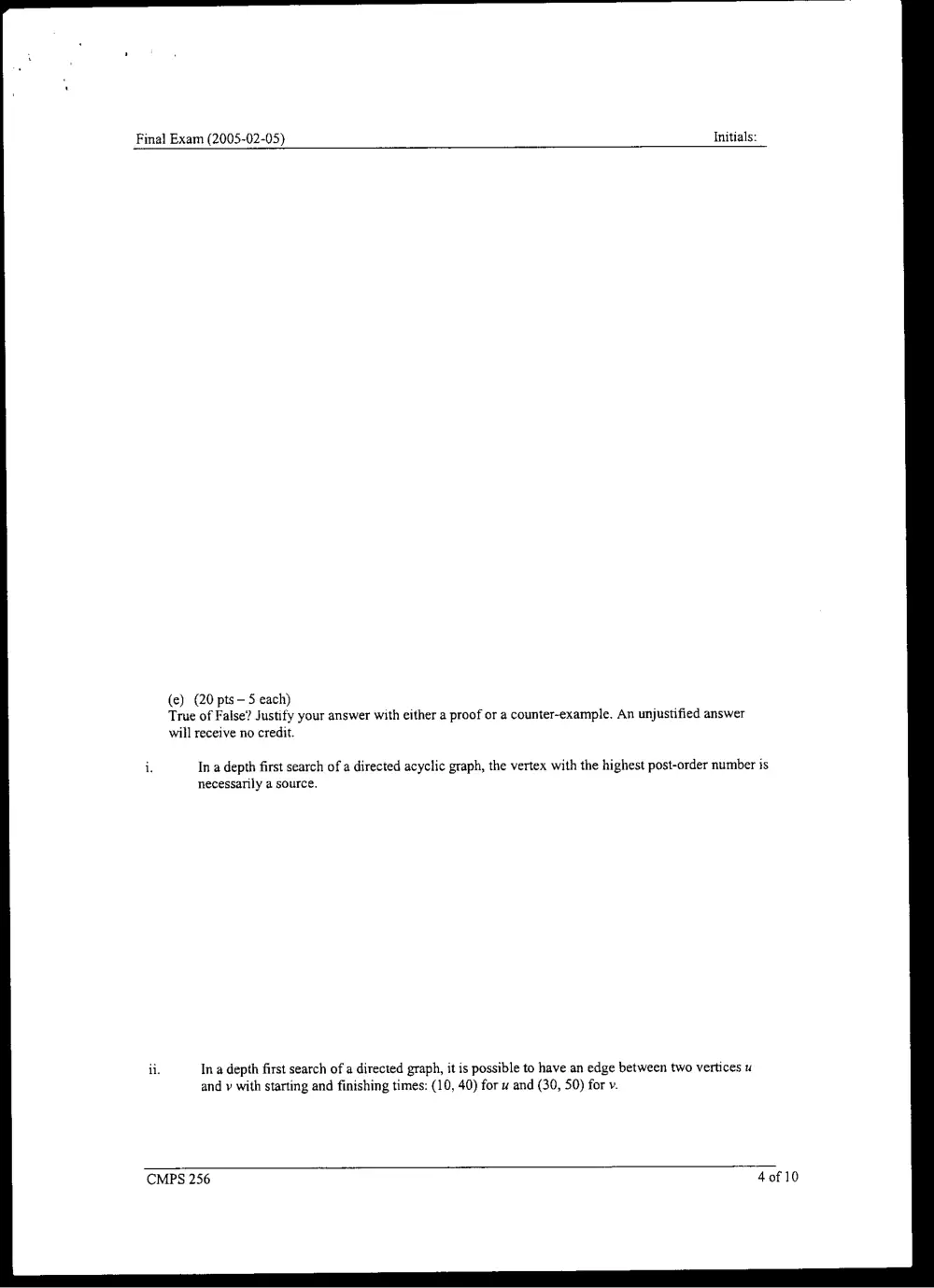 CMPS 256 Final, Fall 2004, page 4
