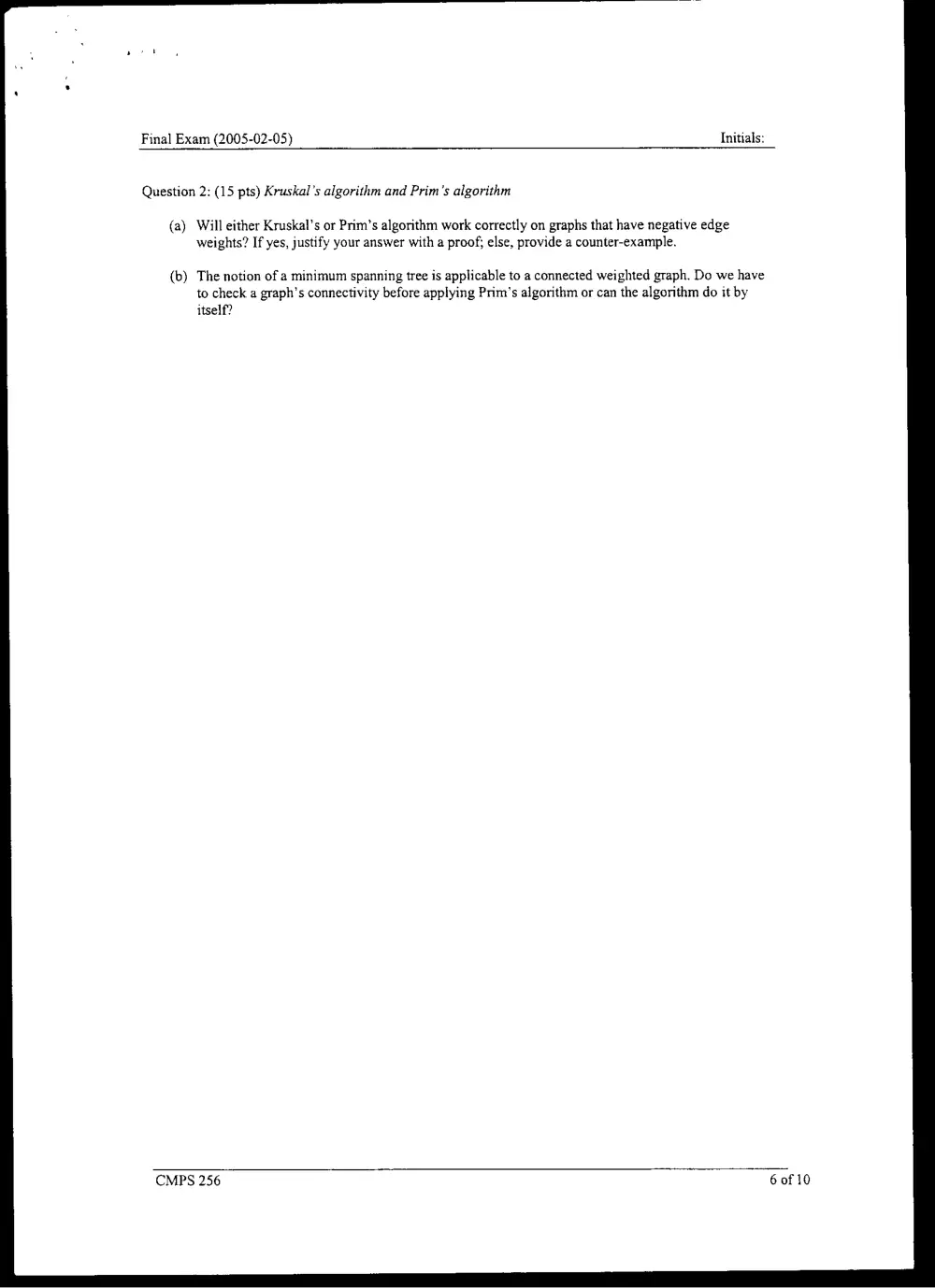 CMPS 256 Final, Fall 2004, page 6