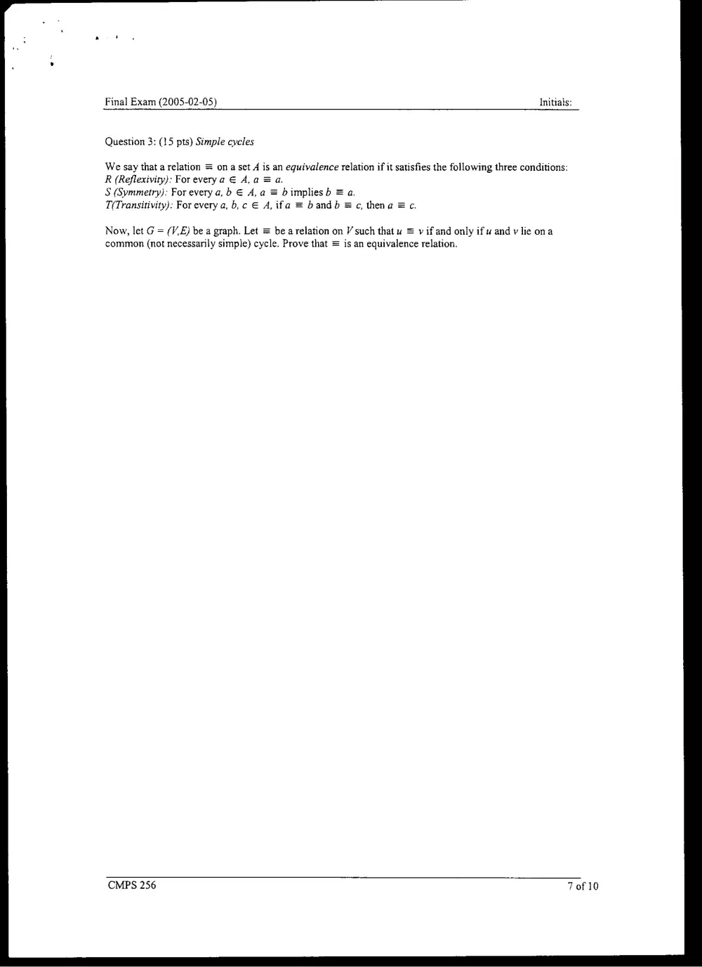 CMPS 256 Final, Fall 2004, page 7