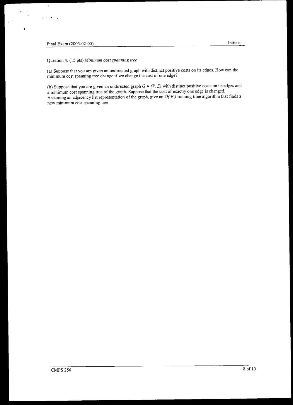 CMPS 256 Final, Fall 2004, page 8