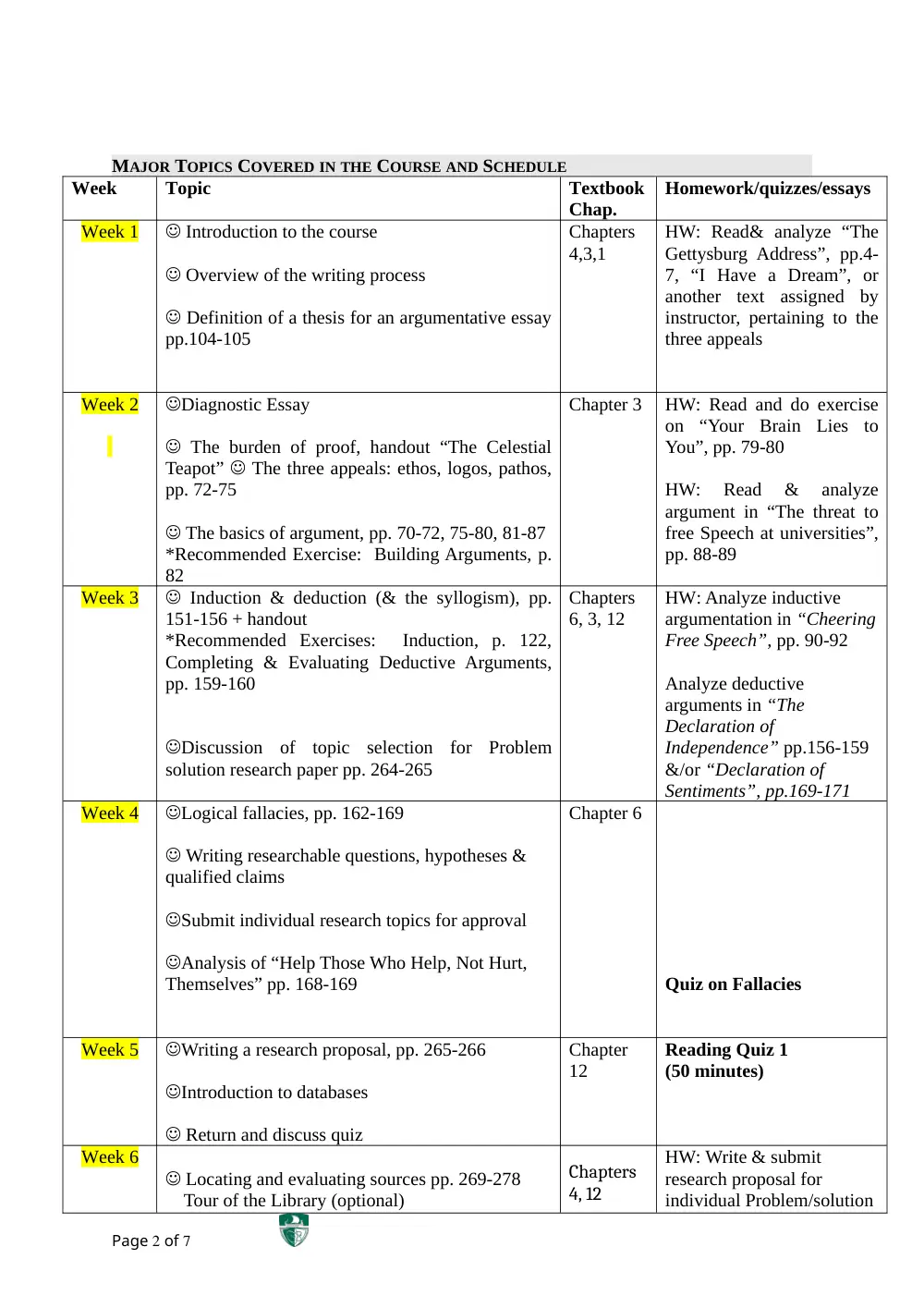 ENG 102 Syllabus, page 2