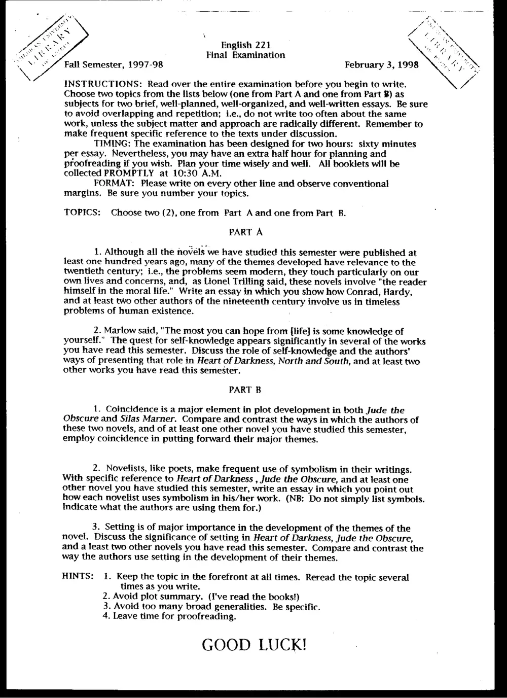 ENG 221 Final, Fall 1997, page 1
