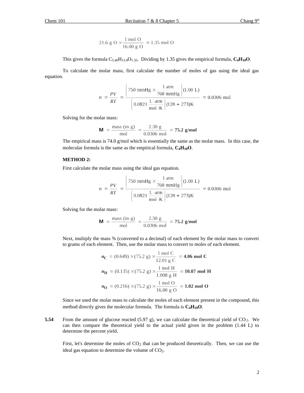 CHEM 101 Homework Chapter 5 Assignment Solution, Fall 2013, page 2