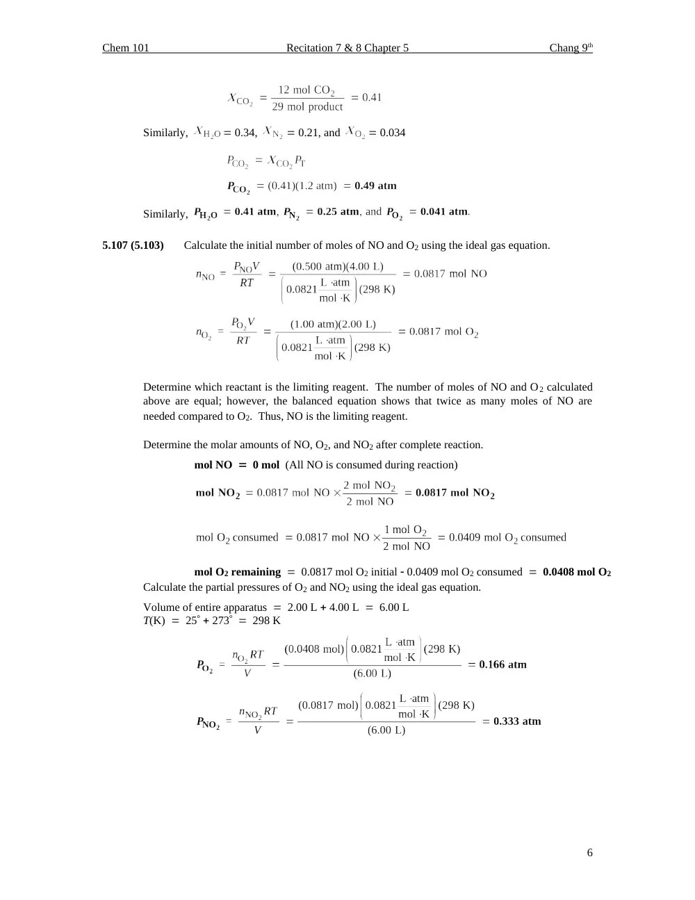 CHEM 101 Homework Chapter 5 Assignment Solution, Fall 2013, page 6