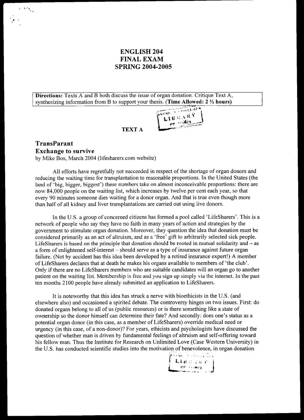 ENG 204 Final, Spring 2005, page 1