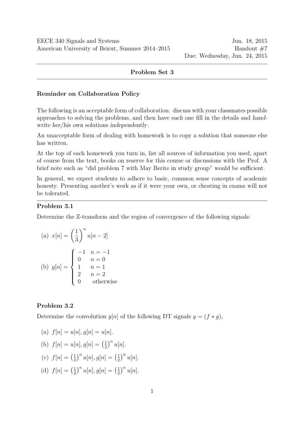 EECE 340 Homework 3, Spring 2015, page 1