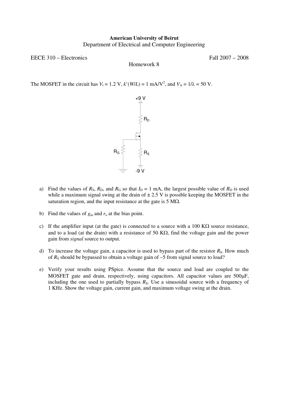 EECE 310 Homework 8 with Solution, Fall 2007, page 1