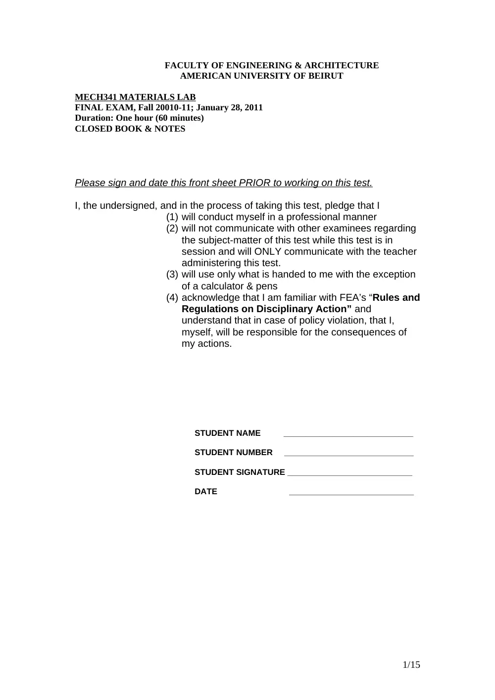 MECH 341 Final, Fall 2010, page 1