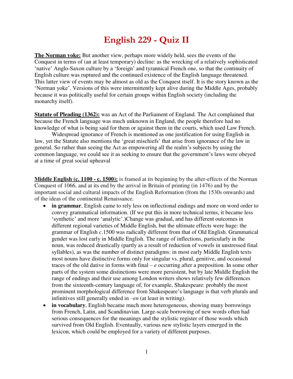 ENG 229 Notes Test 2, Spring 2015, page 1